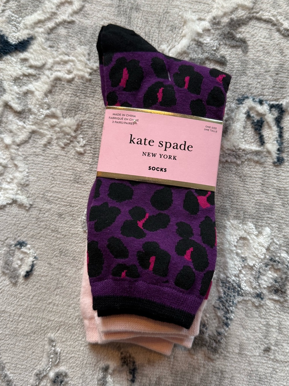kate spade Purple and Pink Leopard Socks